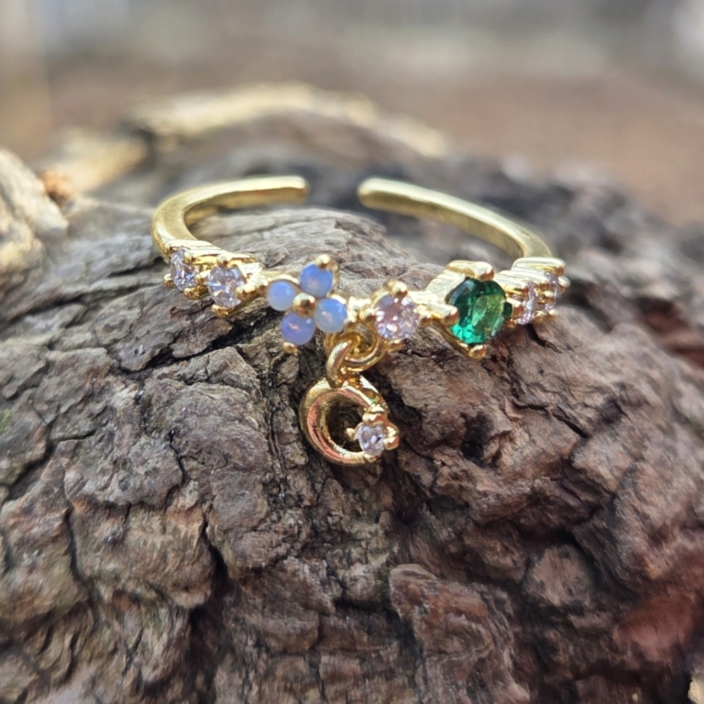 2 For $19! Gold Dangling Charm Adjustable Ring NWOT